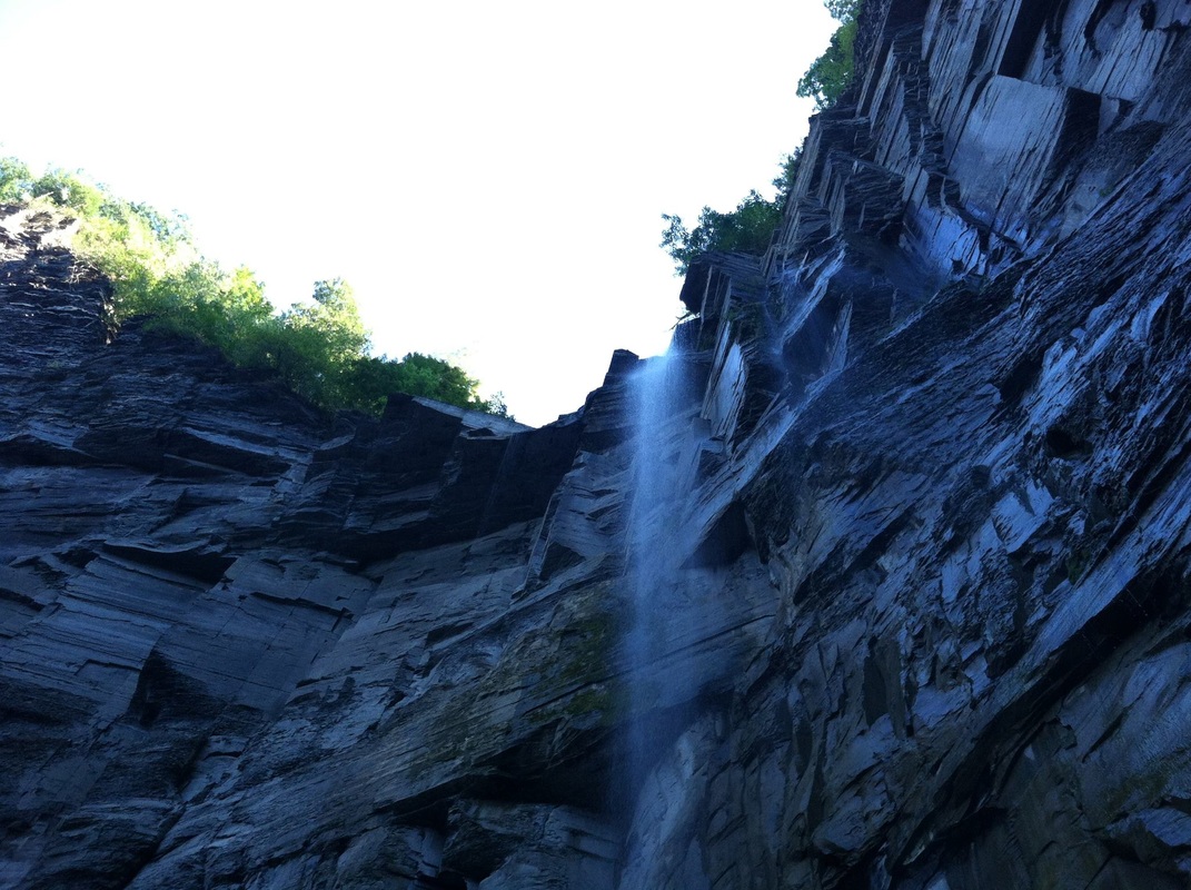 View upward of Taughannock Falls, Ithaca, NY during summer
